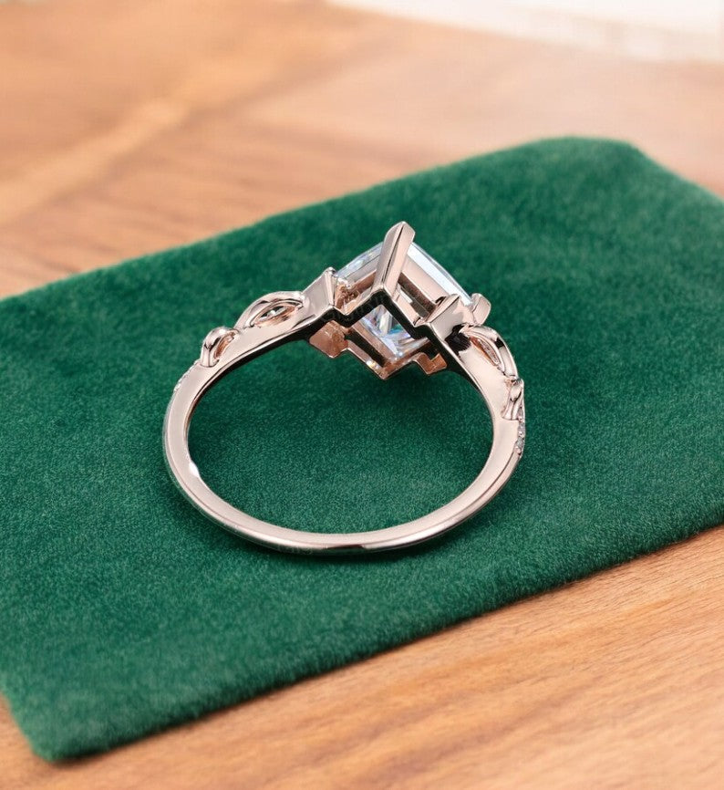 1.00 ct Princess Cut Lab Grown Diamond Engagement Ring • Vintage Twist Bridal Ring