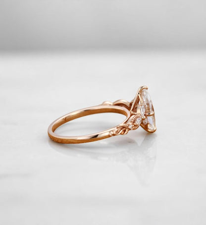 Lab Grown 1.00 ct Marquise Cut Diamond Cluster Ring • Rose Gold Engagement Ring