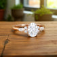 1.25 ct Oval Lab Grown Diamond Engagement Ring • Cluster Side Stone Ring