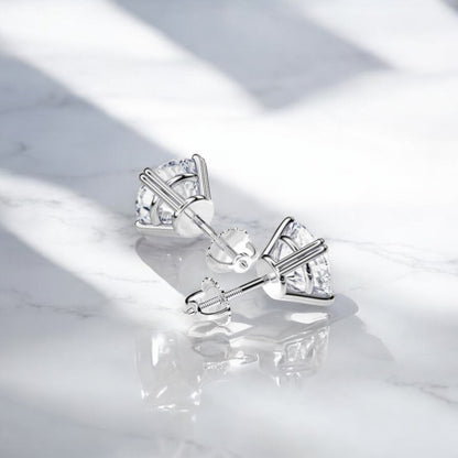 1.50Carat Round Cut Solitaire Lab Grown Diamond Stud Earrings