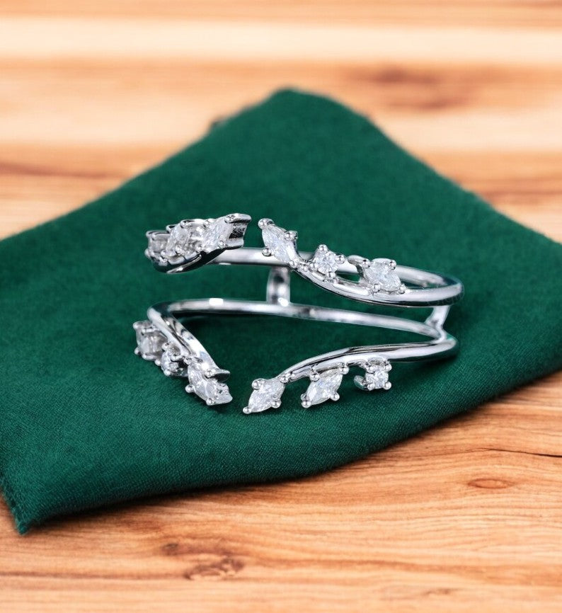 0.30 Ct Marquise Moissanite Gold Band – Unique Stacking Ring