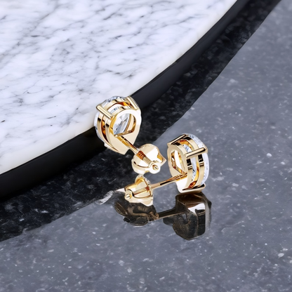 2 Ct Pear Cut Lab Grown Diamond Stud Earrings • 14K Rose Gold Basket Setting