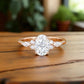 1.25 ct Oval Lab Grown Diamond Engagement Ring • Cluster Side Stone Ring