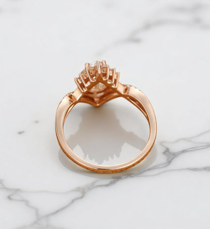 Lab Grown Diamond 1.250 ct Pear Engagement Ring • Rose Gold Vintage Cluster Bridal Ring