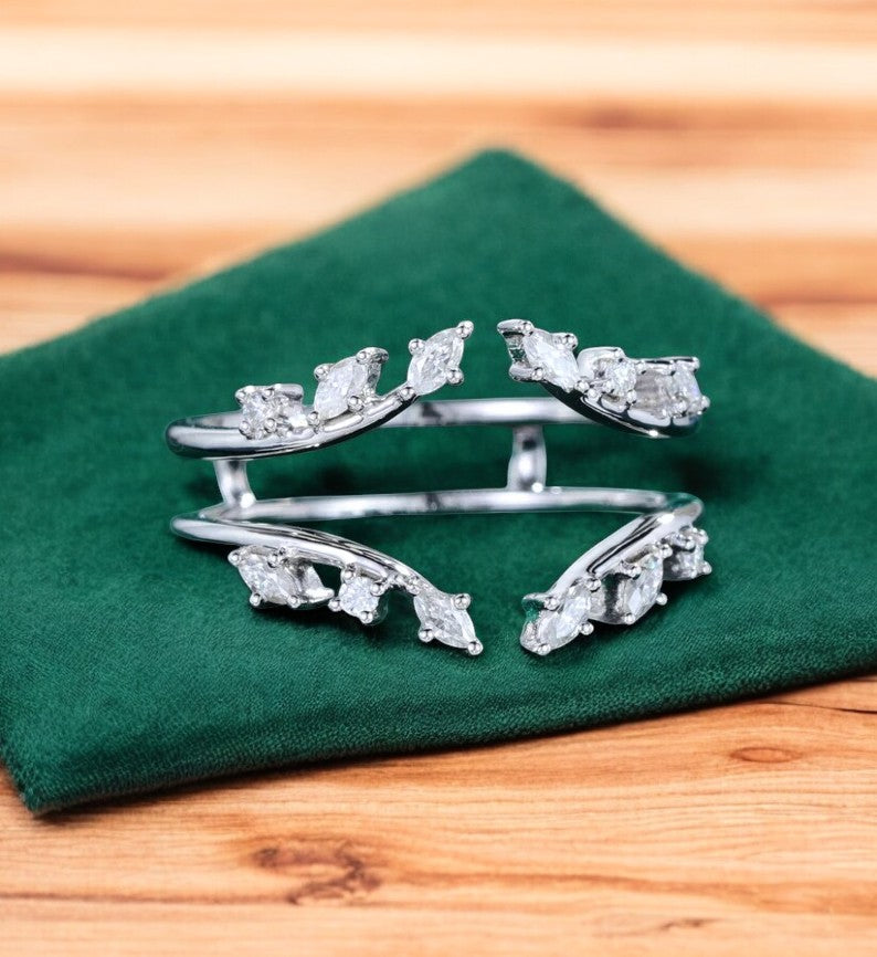 0.30 Ct Marquise Moissanite Gold Band – Unique Stacking Ring