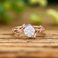 Vintage 1.00ct Round Cut Leaf Lab Grown Diamond Engagement Ring