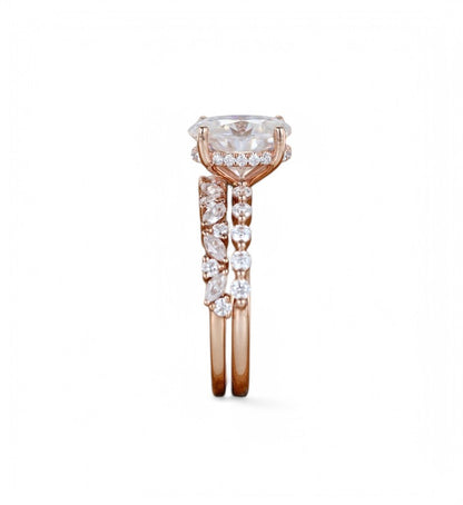 1.710ct Oval cut Lab-Grown engagement ring set 14k Rose gold