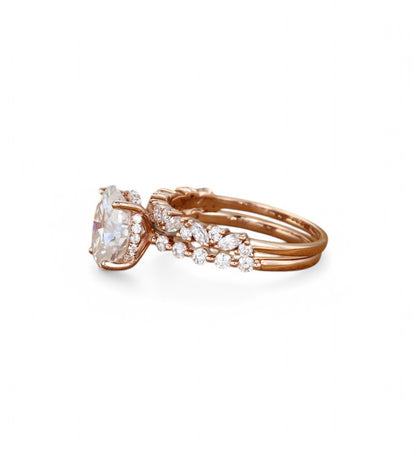 1.710ct Oval cut Lab-Grown engagement ring set 14k Rose gold