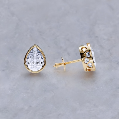 2.0 Ct Pear Shaped Lab Grown Diamond Stud Earrings