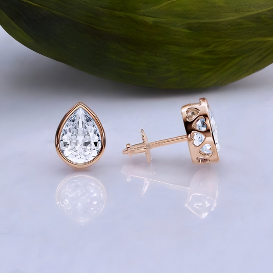 2.0 Ct Pear Shaped Lab Grown Diamond Stud Earrings