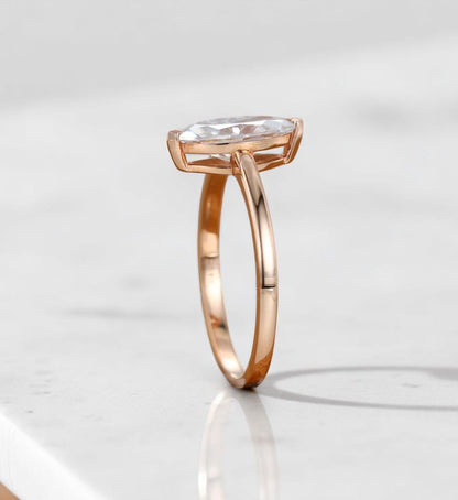 1CT Marquise Lab Grown Diamond Engagement Ring • Rose Gold Solitaire Ring