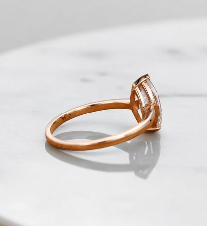 1CT Marquise Lab Grown Diamond Engagement Ring • Rose Gold Solitaire Ring