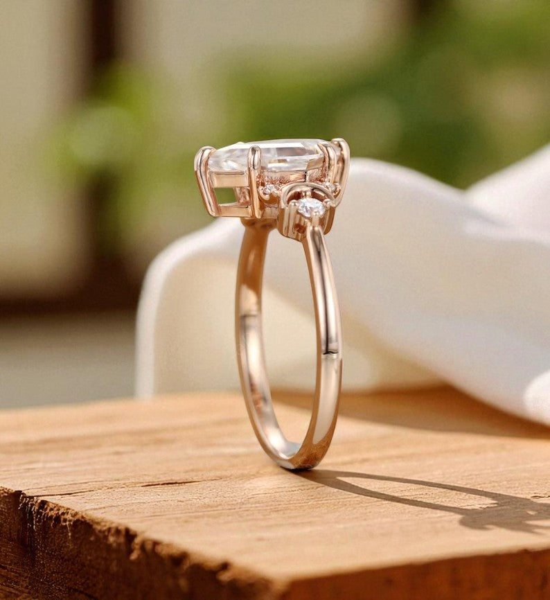 1.20ct Kite Cut Lab Grown Diamond Engagement Ring 14k Rose Gold Ring