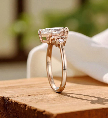 1.20ct Kite Cut Lab Grown Diamond Engagement Ring 14k Rose Gold Ring