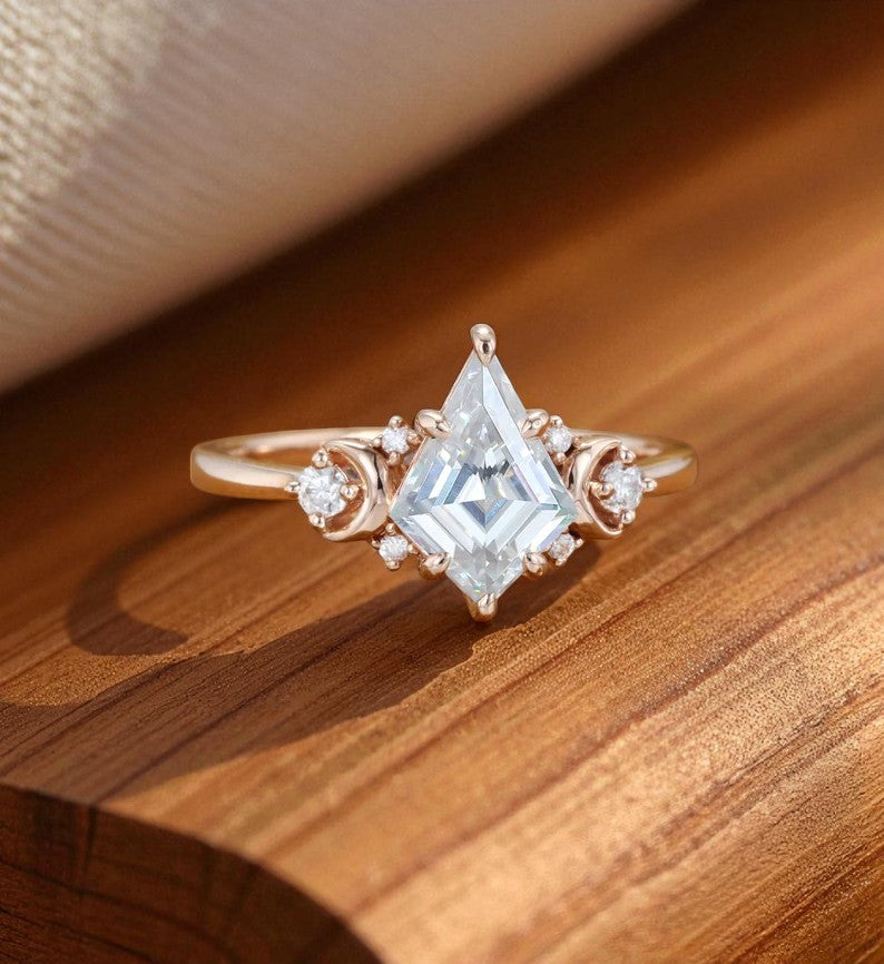 1.20ct Kite Cut Lab Grown Diamond Engagement Ring 14k Rose Gold Ring