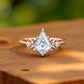 1.20ct Kite Cut Lab Grown Diamond Engagement Ring 14k Rose Gold Ring