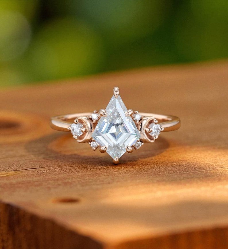 1.20ct Kite Cut Lab Grown Diamond Engagement Ring 14k Rose Gold Ring