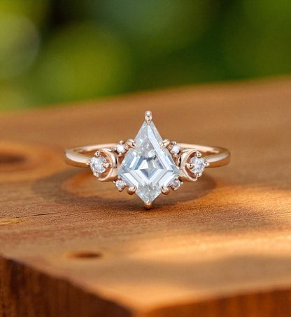 1.20ct Kite Cut Lab Grown Diamond Engagement Ring 14k Rose Gold Ring