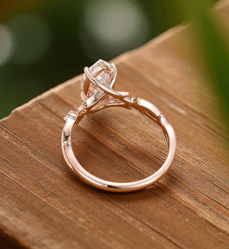 1.5CT Twig Marquise Cut Lab Grown Diamond Engagement Ring • 14K Rose Gold
