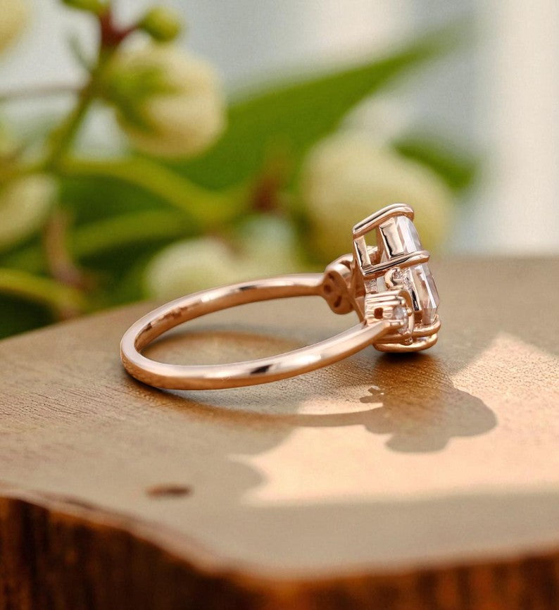 1.20ct Kite Cut Lab Grown Diamond Engagement Ring 14k Rose Gold Ring