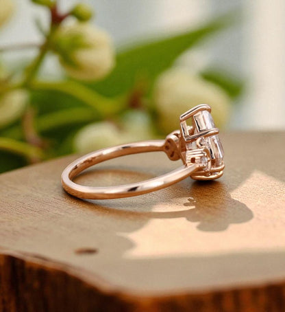 1.20ct Kite Cut Lab Grown Diamond Engagement Ring 14k Rose Gold Ring