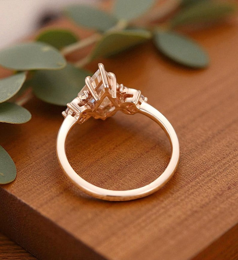 1.20ct Kite Cut Lab Grown Diamond Engagement Ring 14k Rose Gold Ring