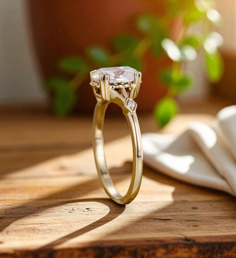 1.25 ct Oval Lab Grown Diamond Engagement Ring • Vintage Art Deco Inspired Ring