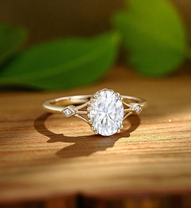 1.25 ct Oval Lab Grown Diamond Engagement Ring • Vintage Art Deco Inspired Ring