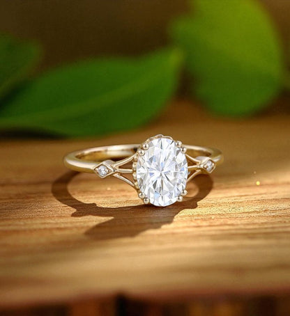 1.25 ct Oval Lab Grown Diamond Engagement Ring • Vintage Art Deco Inspired Ring