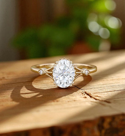 1.25 ct Oval Lab Grown Diamond Engagement Ring • Vintage Art Deco Inspired Ring