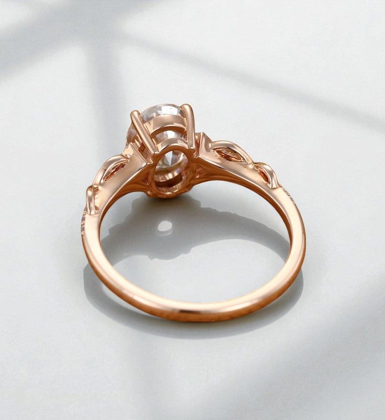 1.25 ct Oval Lab Grown Engagement Ring • Vintage Rose Gold Twist Wedding Ring