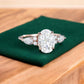 2.5 ct Oval Lab Grown Diamond Engagement Ring • Three Stone Vintage Bridal Ring