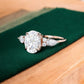 2.5 ct Oval Lab Grown Diamond Engagement Ring • Three Stone Vintage Bridal Ring