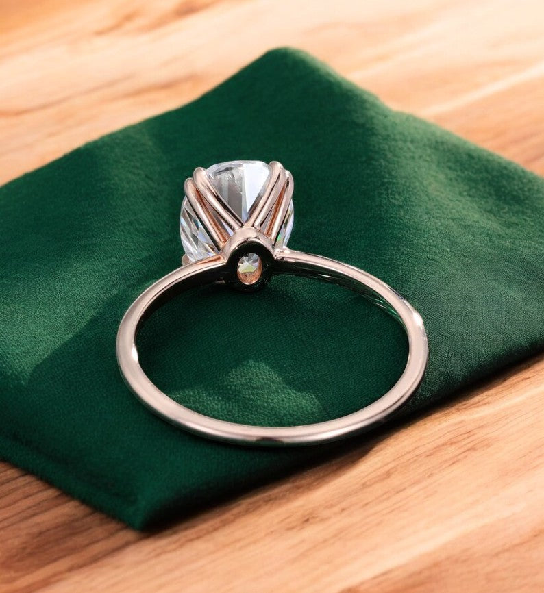 2.500 ct Oval Lab Grown Diamond Engagement Ring • 14K Gold Solitaire Ring