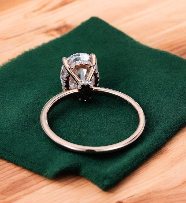 2.640 ct Vintage Oval Cut Moissanite Engagement Ring