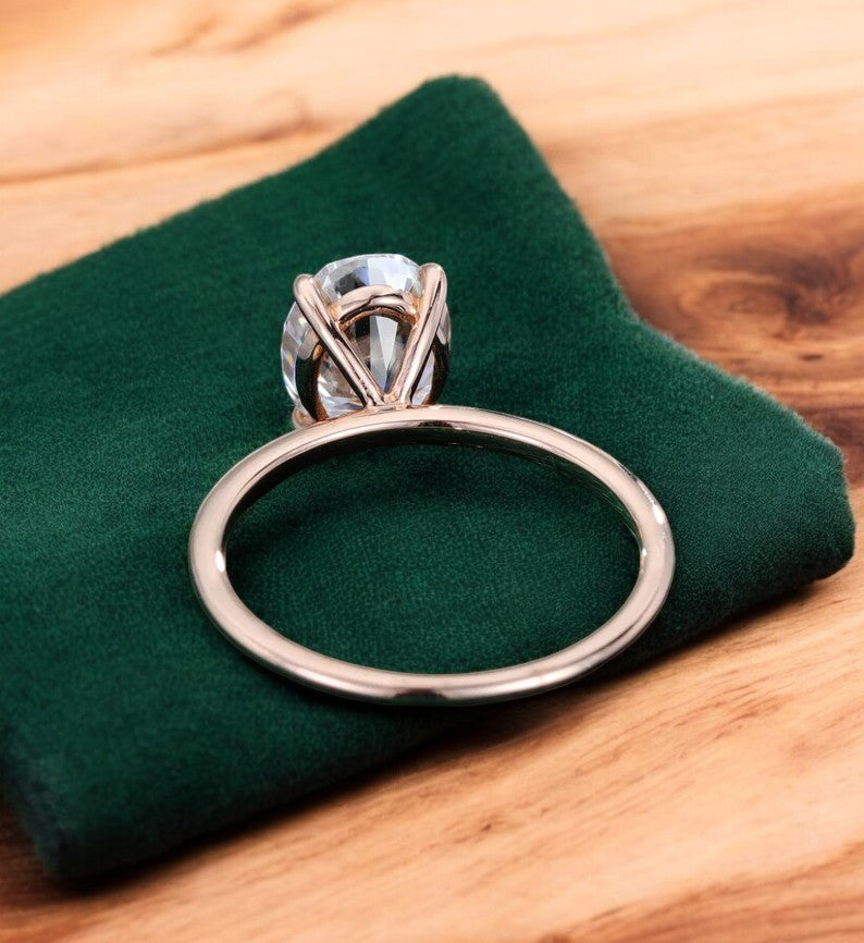 2.500 ct Oval Lab Grown Diamond Engagement Ring • 18K Gold Solitaire Ring