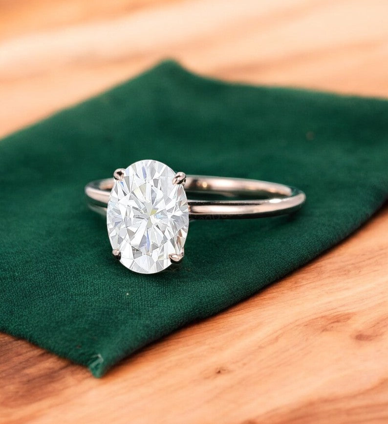 2.500 ct Oval Lab Grown Diamond Engagement Ring • 18K Gold Solitaire Ring