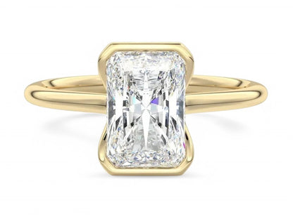 1.00Ctw Radiant Cut Lab-Grown Bezel Set Engagement Ring 14K White Gold