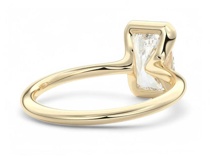 1.00Ctw Radiant Cut Lab-Grown Bezel Set Engagement Ring 14K White Gold