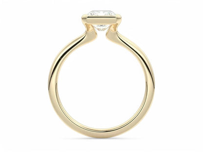 1.00Ctw Radiant Cut Lab-Grown Bezel Set Engagement Ring 14K White Gold