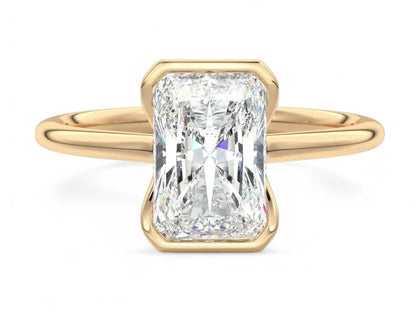 1.00Ctw Radiant Cut Lab-Grown Bezel Set Engagement Ring 14K White Gold