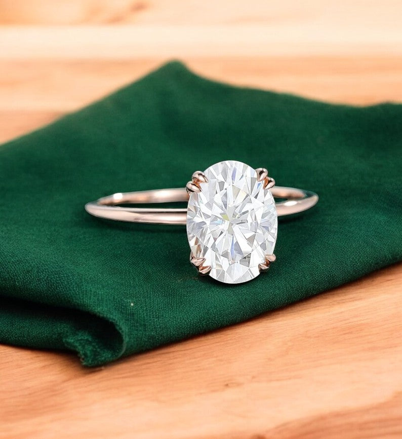 2.500 ct Oval Lab Grown Diamond Engagement Ring • 14K Gold Solitaire Ring