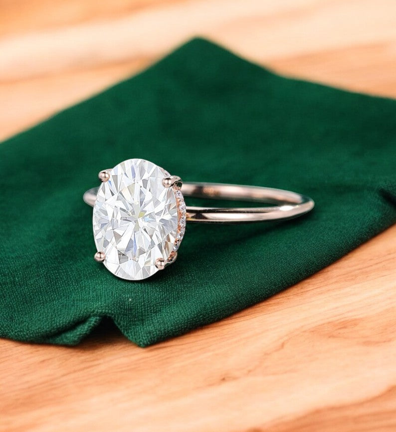 2.640 ct Vintage Oval Cut Moissanite Engagement Ring