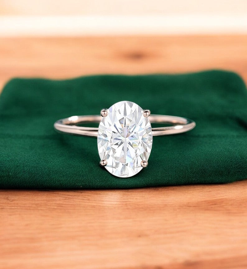 2.640 ct Vintage Oval Cut Moissanite Engagement Ring