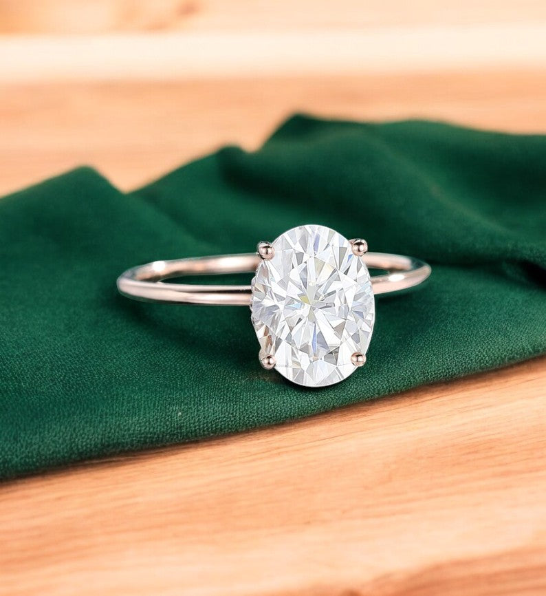 2.640 ct Vintage Oval Cut Moissanite Engagement Ring