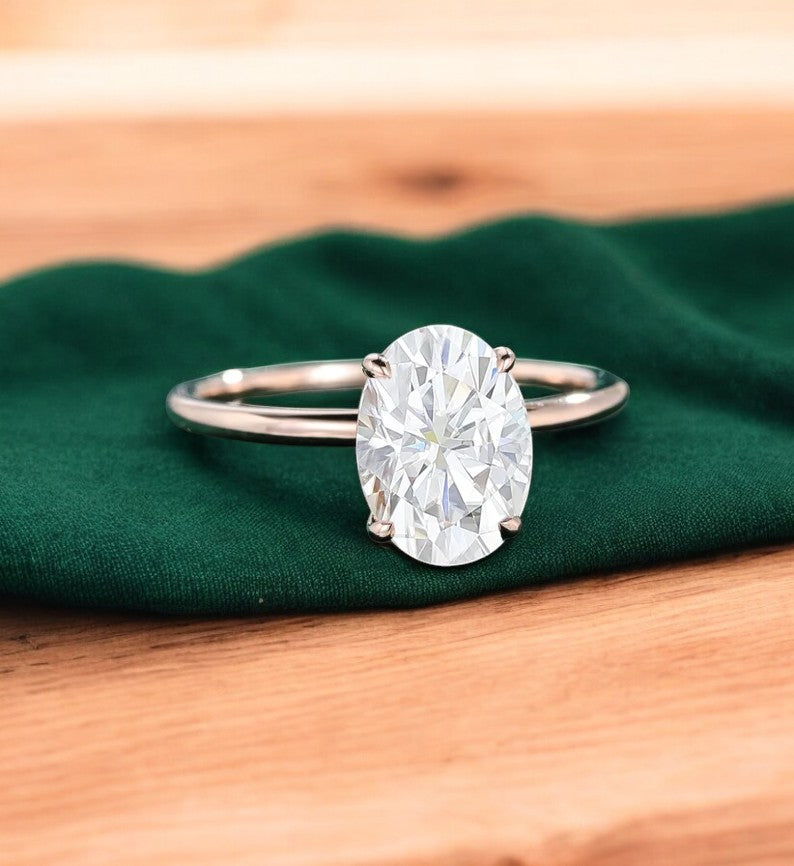 2.500 ct Oval Lab Grown Diamond Engagement Ring • 18K Gold Solitaire Ring