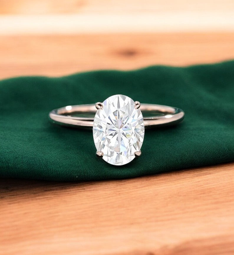 2.500 ct Oval Lab Grown Diamond Engagement Ring • 18K Gold Solitaire Ring