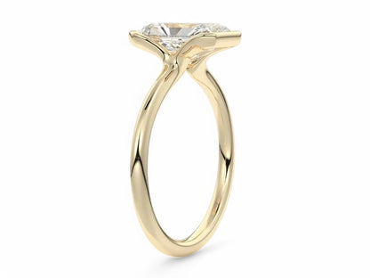 1.00Ctw Radiant Cut Lab-Grown Bezel Set Engagement Ring 14K White Gold
