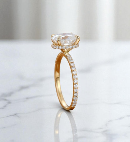 2.40CT Oval Cut Lab Grown Diamond Engagement Ring.Half Eternity Bridal Ring