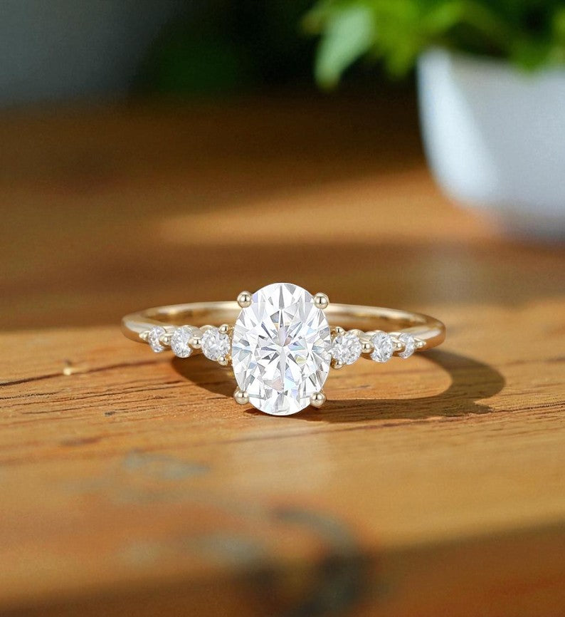 1.5CT Oval Cut Lab Grown Diamond Engagement Ring, Bridal Promise